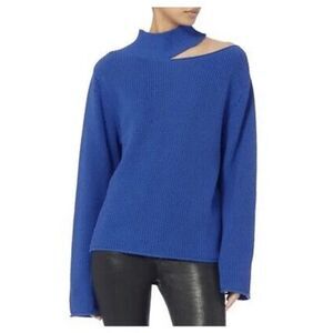 RTA Langley Cut-Out Turtleneck Sweater Blue Lagoon size XS